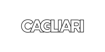 Cagliari in the Italia emblem. The design features a geometric style, vector illustration with bold typography in a modern font. The graphic slogan lettering.