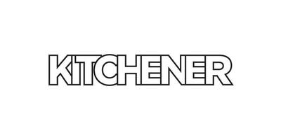 Kitchener in the Canada emblem. The design features a geometric style, vector illustration with bold typography in a modern font. The graphic slogan lettering.