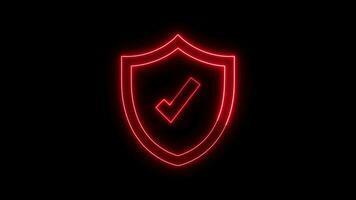 Cyber security glowing icon with shield and check mark. Security concept video