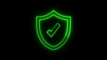 ciber seguridad brillante icono con proteger y cheque marca. seguridad concepto video
