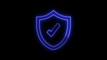 Cyber security glowing icon with shield and check mark. Security concept video