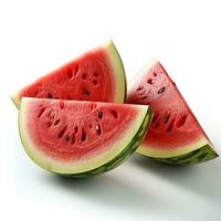 closeup photo of watermelon on an isolated white background Generative AI