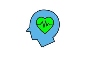 mental salud icono. humano cabeza legumbres icono, médico cerebro y corazón. icono relacionado a mental salud, meditación, bienestar. plano línea icono estilo. sencillo vector diseño editable