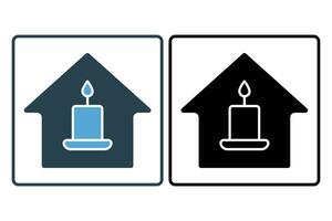 candle house icon. icon related to meditation, wellness, spa. solid icon style. simple vector design editable