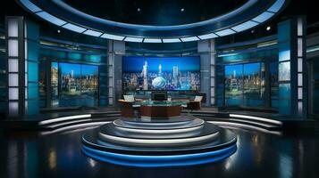 empty television studio broadcast room Generative AI photo