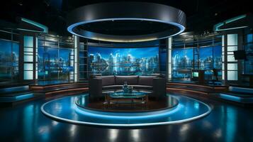 empty television studio broadcast room Generative AI photo