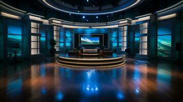 empty television studio broadcast room Generative AI photo