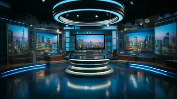 empty television studio broadcast room Generative AI photo