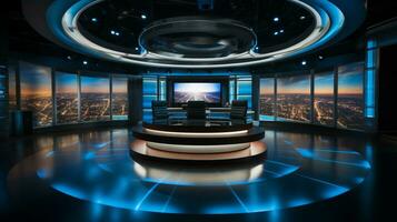 empty television studio broadcast room Generative AI photo