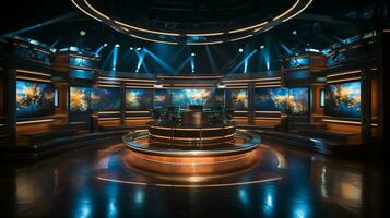 empty television studio broadcast room Generative AI photo