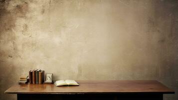 empty desk table with Vintage grunge paper background Generative AI photo