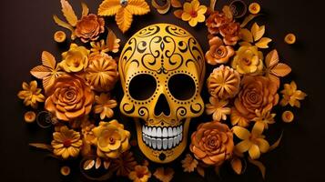 Day of the Dead composition with copy space generative AI photo
