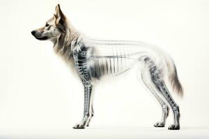 AI generated Side view of a dog on an x-ray, isolated on a white background. Generative AI photo