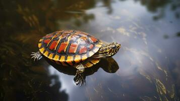 turtle on the water surface. AI Generative photo