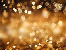 AI generated Festive background with a golden bokeh lights design photo