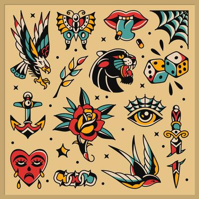 額縁 Old school tattoo FLASH graphic Tattoo Flash SVGs for Free Download
