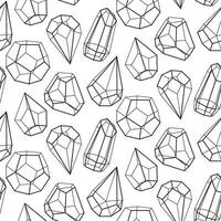 Pattern framing outline of geometric shapes. Objects of pyramids, cubes of minerals. vector illustration. Black contours on a white background, transparent shapes of faces. Glass containers repeat