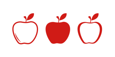 Apple icon set. Fresh apple with leaf symbol. Simple apple abstract icon. Illustration for web site design, logo, mobile app, UI. png