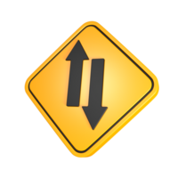 a yellow traffic sign with two arrows pointing in opposite directions png