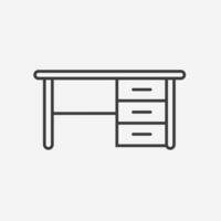 Office desk icon vector isolated. furniture symbol sign
