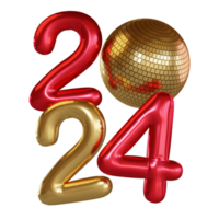 Modern Style red gold 3D render balloon text with disco ball png