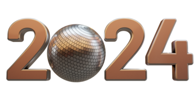 modern Stil 2024 3d machen Text mit Disko Ball png