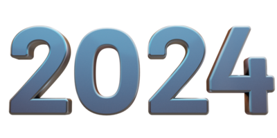 Modern style silver 2024 3D render text png