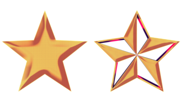 3D glowing gold star png