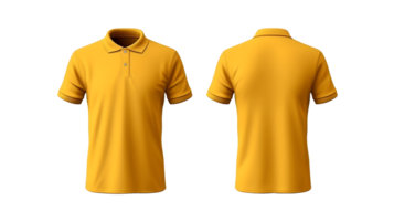 Yellow polo shirt mockup, front and back view png