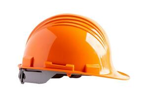 Orange construction helmet isolated on white background with clipping path, engineer safety concept. photo