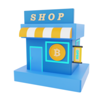 3d renderen bitcoin winkel icoon voorwerp png