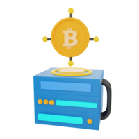 3d le rendu bitcoin serveur icône objet png