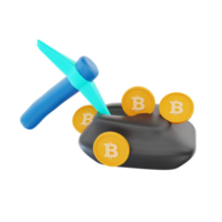 3d representación bitcoin minería icono objeto png