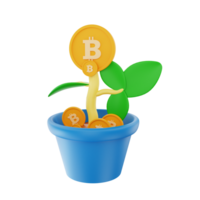 3d tolkning bitcoin investera ikon objekt png