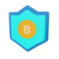 3D Rendering Bitcoin Secure Icon Object png