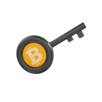 3d le rendu bitcoin chiffrement clé icône objet png