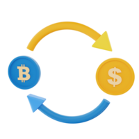 3D Rendering Bitcoin Exchange Icon Object png