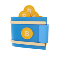 3d le rendu bitcoin portefeuille icône objet png