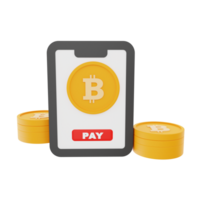 3D Rendering Bitcoin Payment Icon Object png