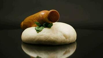 homemade yeast soft dough on black background video