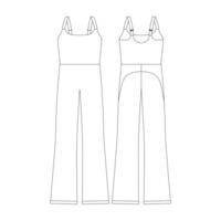 template bootcut jumpsuit vector illustration flat design outline clothing collection