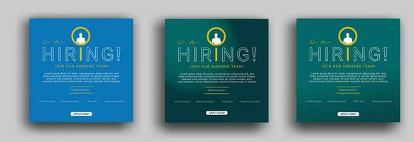 We are hiring social media post design template .Hiring Job post template, We are hiring Job advertisement .Job vacancy social media design. Vector design.