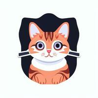 AI generated Cute Cat Avatar Icon Clip Art Sticker Decoration Simple Background photo