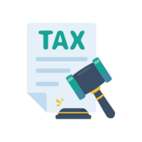 tax document icon Tax filing documents with legal hammer png