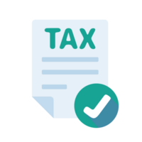 Tax document icon with check mark Document verification concept png