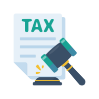tax document icon Tax filing documents with legal hammer png