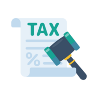 tax document icon Tax filing documents with legal hammer png