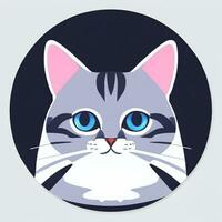 AI generated Cute Cat Avatar Icon Clip Art Sticker Decoration Simple Background photo