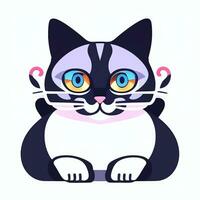 AI generated Cute Cat Avatar Icon Clip Art Sticker Decoration Simple Background photo