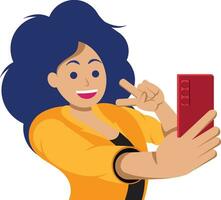 young girl taking a selfie vector